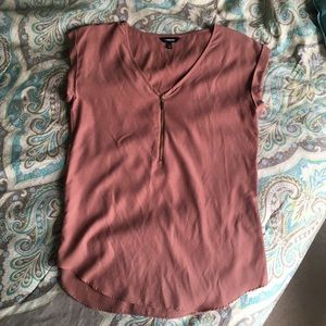 Express Zipper Front Cap-sleeve Top